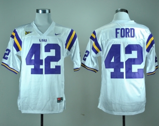 LSU Tigers Michael Ford #42 White NCAA Football Jersey