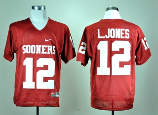 Oklahoma Sooners Landy Jones #12 Red NCAA Football Jersey