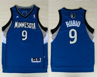 Vintage NBA MInnesota Timberwolves #9 Ricky Rubio Revolution 30 Swingman Road(Blue) Adidas Jersey 98323