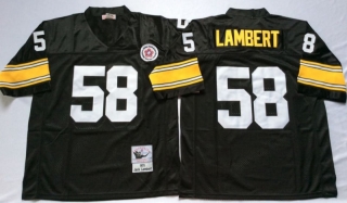 Vintage NFL Pittsburgh Steelers Black #58 LAMBERT Retro Jersey 99164