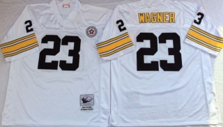 Vintage NFL Pittsburgh Steelers White #23 WAGNER Retro Jersey 99181