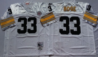 Vintage NFL Pittsburgh Steelers White #33 HOGE Retro Jersey 99185