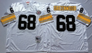 Vintage NFL Pittsburgh Steelers White #68 GREENWOOD Retro Jersey 99192