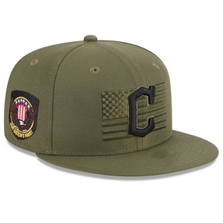 Cleveland Indians Green MLB 2023 Armed Forces Day Snapback Hats 107384