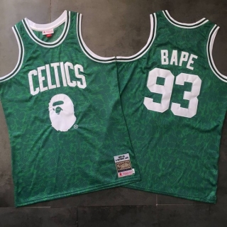 AAPE x MITCHELL & NESS Boston Celtics Green NBA Densely Embroidered Jerseys 112080