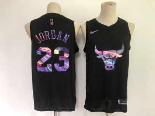 Michael Jordan Bulls Black Iridescent Holographic Limited Edition NBA Jerseys 112256