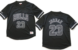 Mitchell & Ness Chicago Bulls 23# Jordan Black Mesh Short Sleeves NBA Densely Embroideried 112261