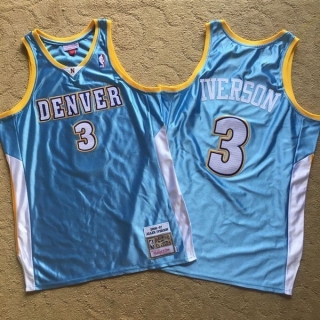 Mitchell & Ness Denver Nuggets 3# Iverson 06-07 Retro Mercerized Blue NBA Densely Embroideried 112311