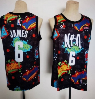 Los Angeles Lakers 6# Lebron James Lakers 2022 NBA All-Star Black Pop Culture Street Art Edition NBA Jerseys 112438