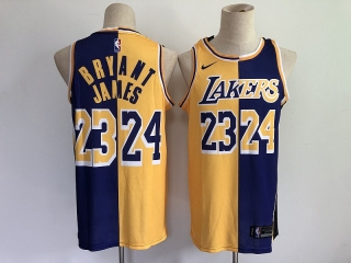 Los Angeles Lakers 23-24 Purple Gold Kobe Bryant Split Special Mamba and LA King NBA Jersey 112481