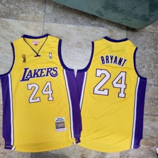 Los Angeles Lakers 24# Kobe Bryant 2009 Finals Championship Logo Yellow NBA Densely Embroideried 112513