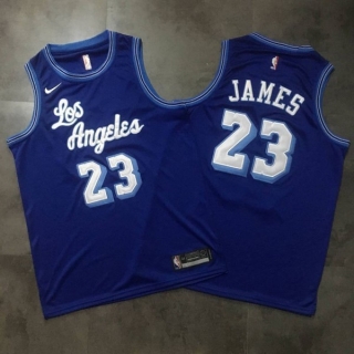 Los AngelesLakers 23# James Retro Cursive Blue NBA Densely Embroideried 112523