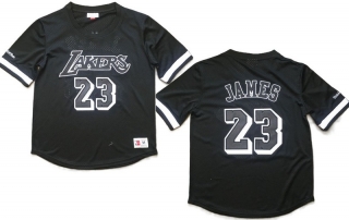 Mitchell & Ness Los Angeles Lakers 23# James Black Mesh Short Sleeves NBA Densely Embroideried 112528