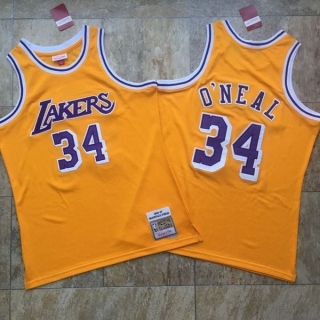 Mitchell & Ness Los Angeles Lakers ONeal 34# 1996 Yellow NBA Retro Densely Embroideried 112530