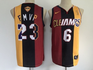 Nike 6-23 Lebron James Red Gold 2020 FMVP Heat Cavaliers Split Dual Number NBA Jerseys 112597