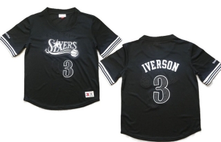 Mitchell & Ness Philadelphia 76ers 3# Iverson Black Mesh Short Sleeves NBA Densely Embroideried 112678