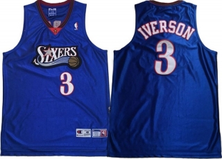 Philadelphia 76ers Iverson 3# Blue Silk NBA Densely Embroidered 112722