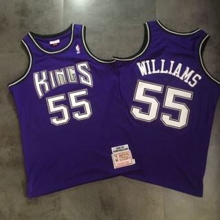 Sacramento Kings 55# Williams White Chocolate Purple Mesh NBA Densely Embroideried 112771