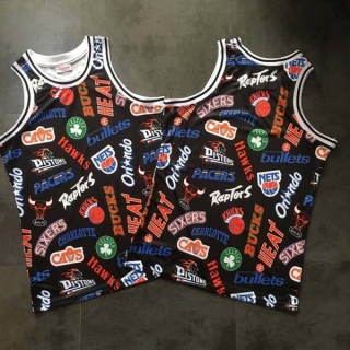 East West All Teams Retro Logo Digital Printing Black NBA Densely Embroideried Jerseys 112849