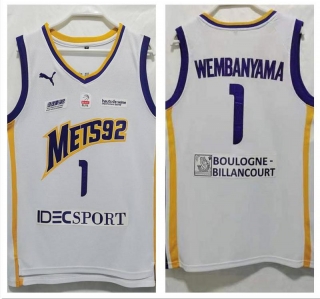 MET92 Mens #1 White Basketball Jersey Embroidered Basketball Game Jersey Breathable Quick Dry Jerseys 112852