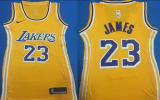 Los Angeles Lakers 23# James Yellow NBA Womens Jersey 112864