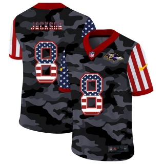 Baltimore Ravens 8# Jackson 2020 American Flag Camo NFL Jerseys 113239