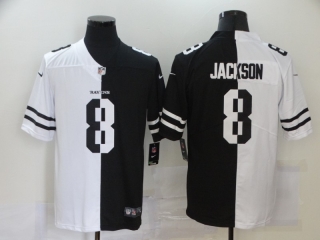 Baltimore Ravens 8# Jackson 2020 White and Black NFL Jerseys 113241