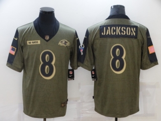 Baltimore Ravens 8# Jackson 2021 Military Salute To Service NFL Jerseys 113242