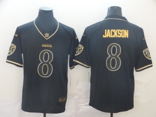 Baltimore Ravens 8# Jackson Black Gold Vapor Retro NFL Jerseys 113244