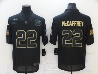 Carolina Panthers 22# McCaffrey 2020 Salute To Service NFL Mens Jersey 113326