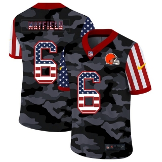 Cleveland Browns 6# Mayfield 2020 American Flag Camo NFL Jerseys 113413