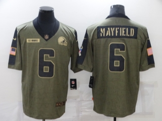 Cleveland Browns 6# Mayfield 2021 Military Salute To Service NFL Jerseys 113415