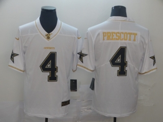 Dallas Cowboys 4# Prescott White Golden NFL Retro Jerseys 113456