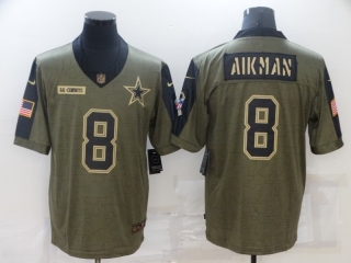 Dallas Cowboys 8# Aikman 2021 Military Salute To Service NFL Jerseys 113464