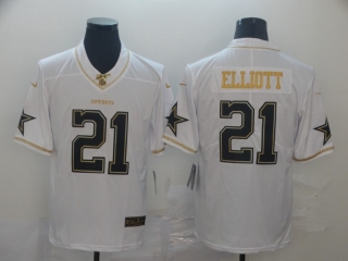 Dallas Cowboys 21# Elliott White Golden NFL Retro Jerseys 113508