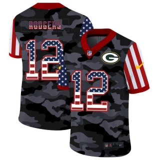 Green Bay Packers 12# Rodgers 2020 American Flag Camo NFL Jerseys 113627