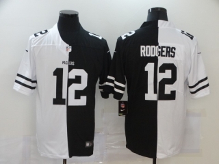 Green Bay Packers 12# Rodgers 2020 White and Black NFL Jerseys 113629