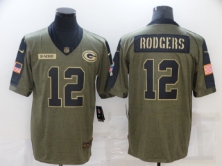 Green Bay Packers 12# Rodgers 2021 Military Salute To Service NFL Jerseys 113630