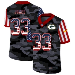 Green Bay Packers 33# Jones 2020 American Flag Camo NFL Jerseys 113661