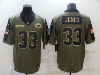 Green Bay Packers 33# Jones 2021 Military Salute To Service NFL Jerseys 113663