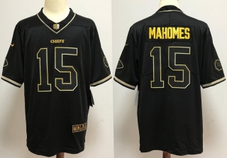 Kansas City Chiefs 15# Mahomes Black Gold NFL Jerseys 113759