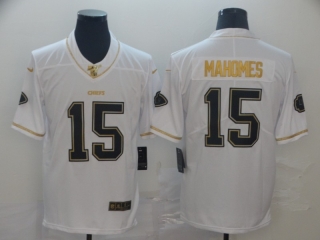 Kansas City Chiefs 15# Mahomes White Golden NFL Retro Jerseys 113769