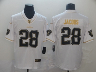 Las Vegas Raiders 28# Jacobs White Golden NFL Retro Jerseys 113834