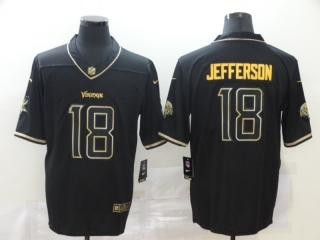 Minnesota Vikings 18# Jefferson Black Gold Vapor Retro NFL Jerseys 113953