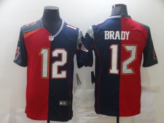 New England Patriots 12# Brady 2020 Red and Navy NFL Jerseys 114005