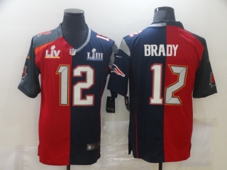 New England Patriots 12# Brady 2020 Red and Navy NFL Jerseys 114004