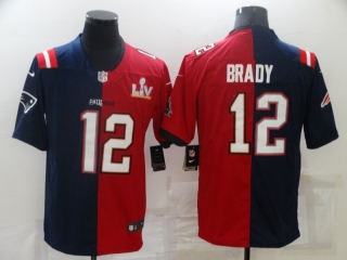 New England Patriots 12# Brady 2020 Red and Navy NFL Jerseys 114006