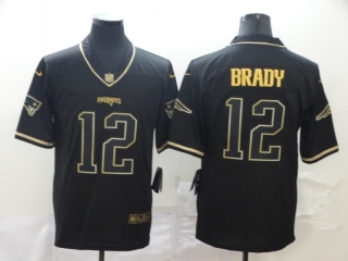 New England Patriots 12# Brady Black Gold Vapor Retro NFL Jerseys 114007