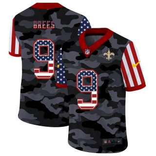 New Orleans Saints 9# Brees 2020 American Flag Camo NFL Jerseys 114027