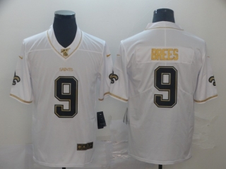 New Orleans Saints 9# Brees White Golden NFL Retro Jerseys 114038